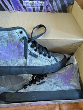 DC x Black Sabbath collab Gray & Purple High-Top Skate Sneakers